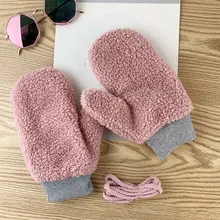 

Fashion Famale Thicker Lamb Cashmere Knitted Mittens Women Winter Warm Cute Cartoon Plush Wrist Windproof Warm Driving Gloves