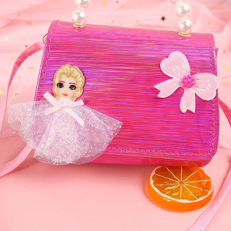 Fashion Small Purse for Little Girls Toddler Kids Cute Pearl Mini Messenger  Bag, pink