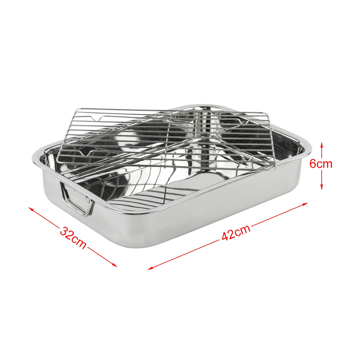 

Hot New Large Stainless Steel Roasting Lasagna Pan Meat Roaster with Rack Baking Pan Dishes Kitchen Cooking Tools BBQ Accessorie
