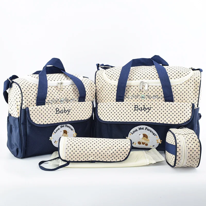 

5 Piece Set Baby Diaper Bag for Mom Fashion Mummy Maternity Nappy Stroller Bag Large Capacity Nursing Bags for Baby Care 2019