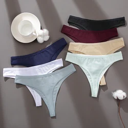 3PCS/Set Women Cotton Panties G-String Panties Sexy Underwear Female Lingerie Thong Briefs for Woman Solid Color Intimate Pantys