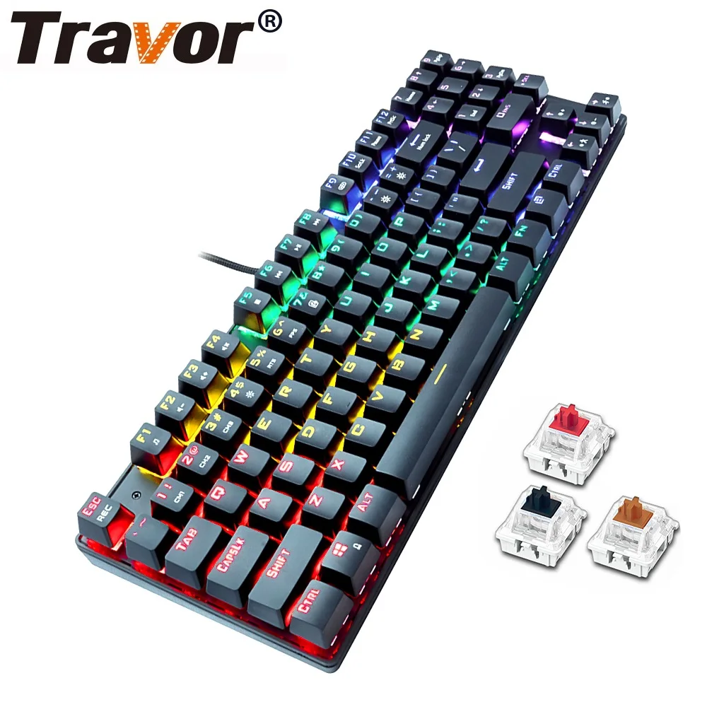 Проводная игровая клавиатура TRAVOR 89 клавиша RGB с подсветкой механическая для ПК компьютера