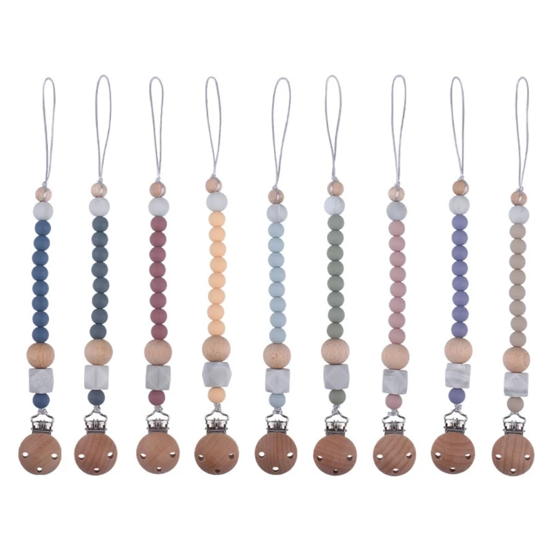 Newborn Pacifier Beech Clip Chain BPA-free Silicone Beads Dummy Nipple Soother Holder Baby Teething Chewing Toys Shower Gifts | Мать и