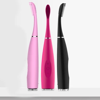 

Ultrasonic electric silicone toothbrush USB rechargeable Five files Ipx7 waterproof electric toothbrush heads so white