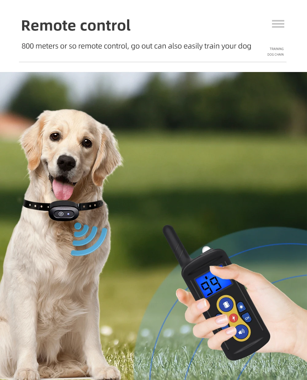 800m Dog Training Collar T-600 Waterproof Electric Pet Remote Control Rechargeable Bark Stop Receiver for All Sizes of Dogs dog training collar