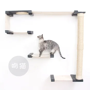 

Multi-layer Solid Wood Cat Climbing Frame Cat Tree Wall-mounted Cat Bed Sisal Material Cat Litter Four Seasons