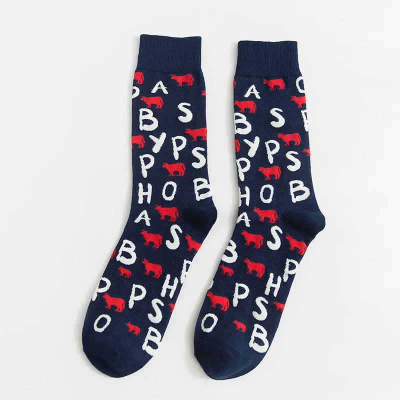 Winter New Personal Patterned Combed Cotton Men Happy Socks Streetwear Trendy Skateboarding Socks Comfortable Funny Socks Tide