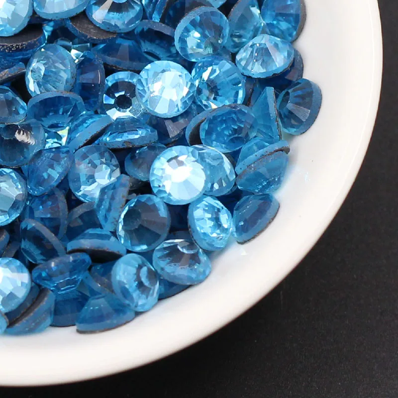 SS6-SS30 DMC Hotfix Rhinestones Glitter Aquamarine Strass Iron On Crystal Flat Back For Clothing Decoration 1440pcs | Дом и сад