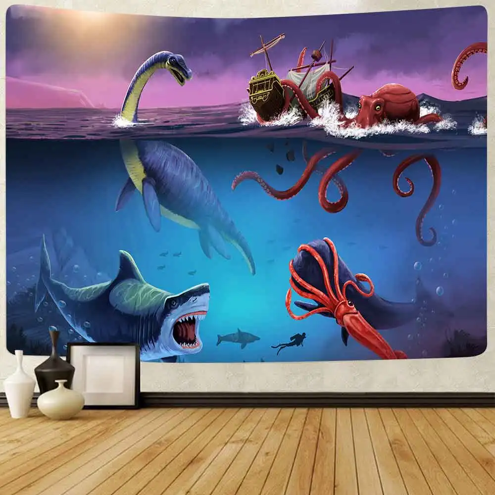 Simsant море гобелены с принтом Осьминог игра Trippy гриб лес настенные Висячие для