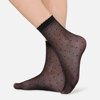 

Women's Breathable Small Polka Dot Short Socks.Ladies Thin Crystal Socks.Transparent Thin Dots Silk Socks Female Hosiery Sox