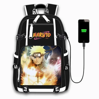 

Anime Naruto Sasuke Pattern Large Capacity Book Bag Laptop Backpack with USB Charging Port for Students Teens