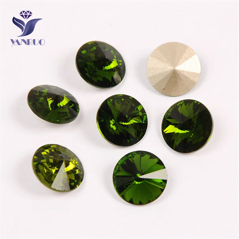 Olivine Yanruo 1122 Rivoli DIY ремесла декоративные камни стеклянные стразы кристалл заостренный назад пришить стразы для рукоделия - Цвет: Olivine