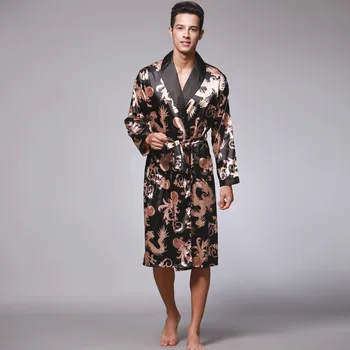 

Yao ting Autumn New Style Long Sleeve Couples Nightgown MEN'S Bathrobe Silk Pajamas Men Long Robes Home Wear