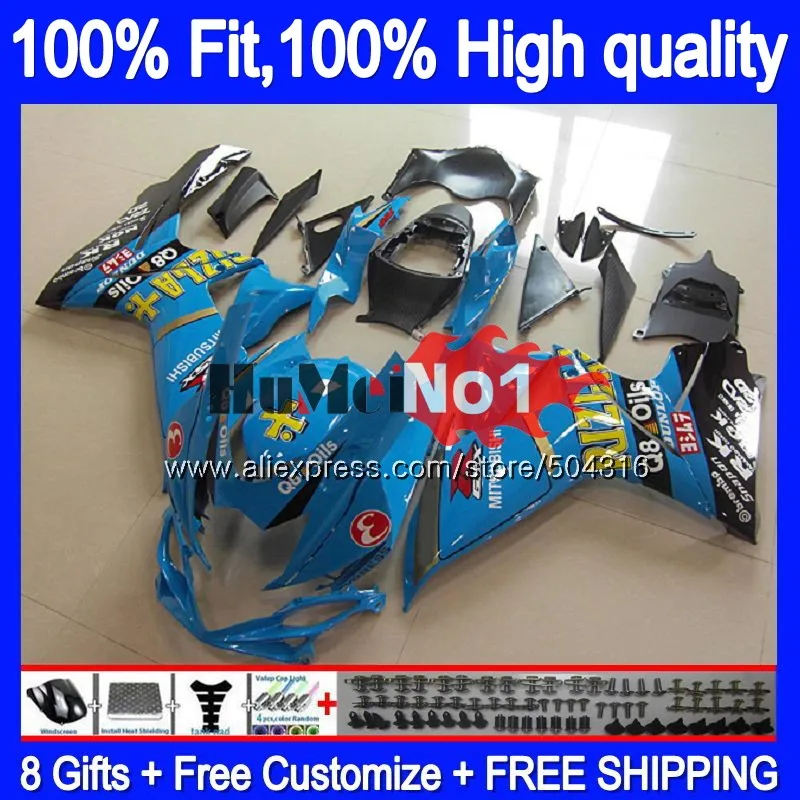 Инъекции для SUZUKI K11 GSXR 750 600 2011 2012 2013 RIZLA голубой 18MC. 85 GSXR600 GSXR750, возрастом 11, 12, 13, 14, 15, обтекатель
