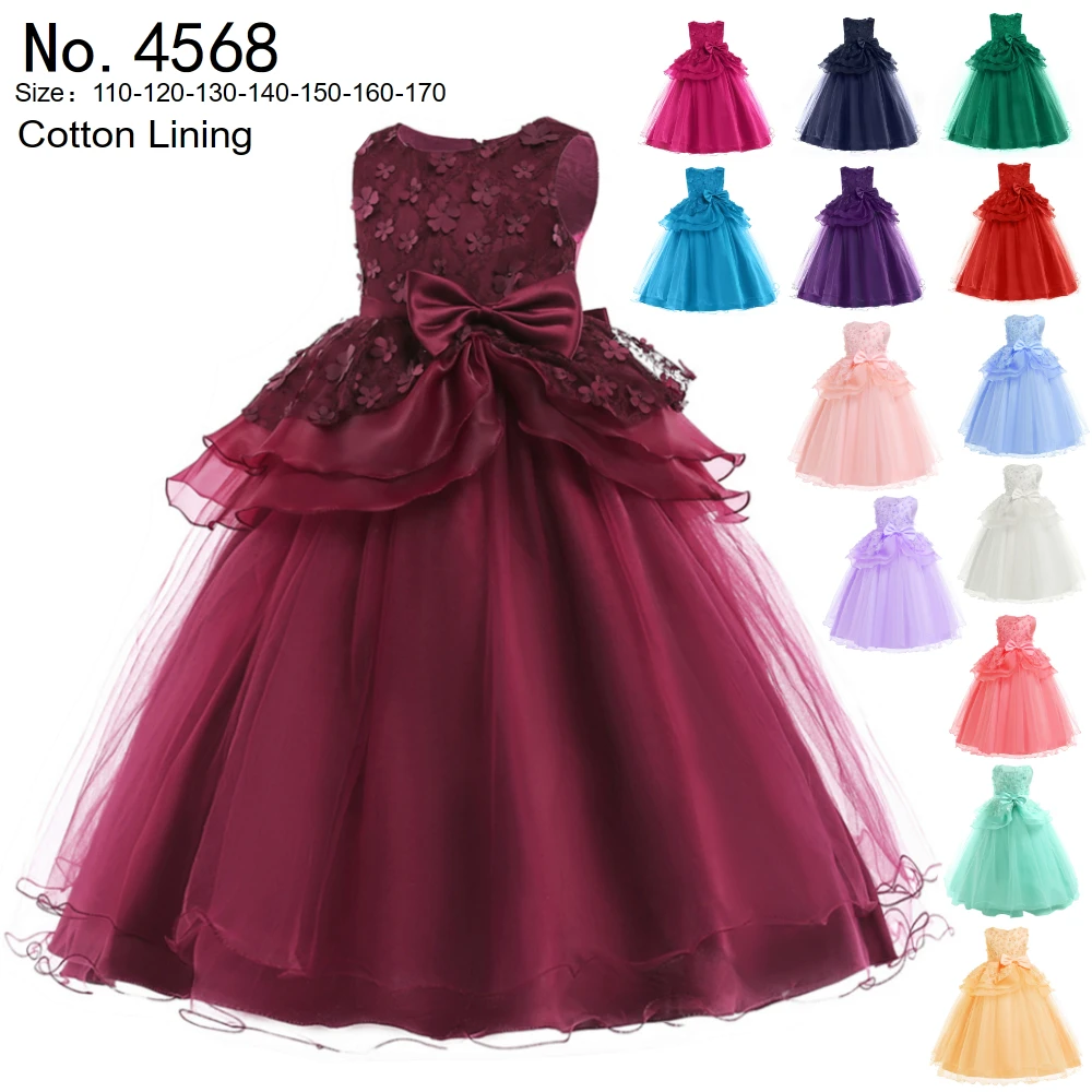 Детское платье опт 2019 новый стиль фуксия цветок девушка платья длиной до