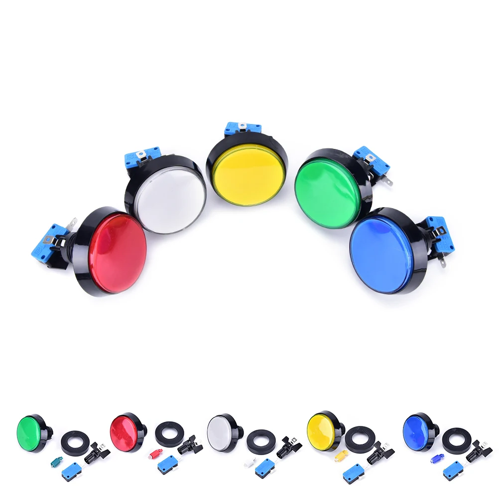 1 PCS Arcade Button 60MM LED Light Lamp Big Round Arcade Video Game Player Push Button Switch Promotion 5 colors