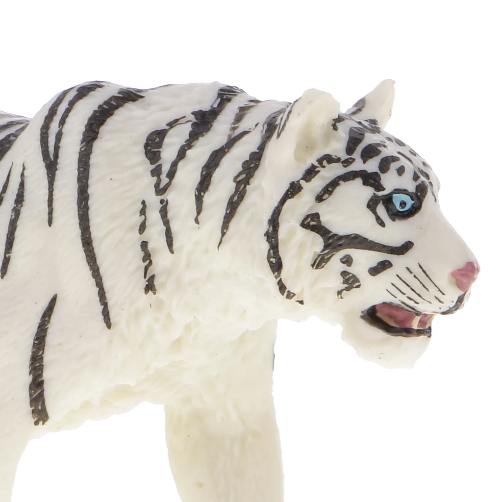 Environmental PVC Realistic Zoo Figures Jungle Wild Animals Siberian Tiger Figurine Kids Toy Party Bag Favor White