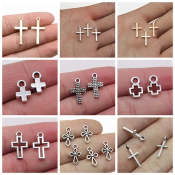 매력 할로우 러블리 크로스 골동품 청동 실버 컬러 펜던트 DIY 공예 만들기 결과 수제 티베트어 쥬얼리, 20 개