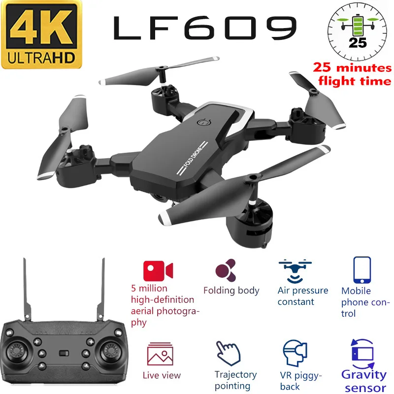 LF609 Drone 4K с HD камерой Wi Fi 1080P двойная камера Follow Me складной Квадрокоптер FPV