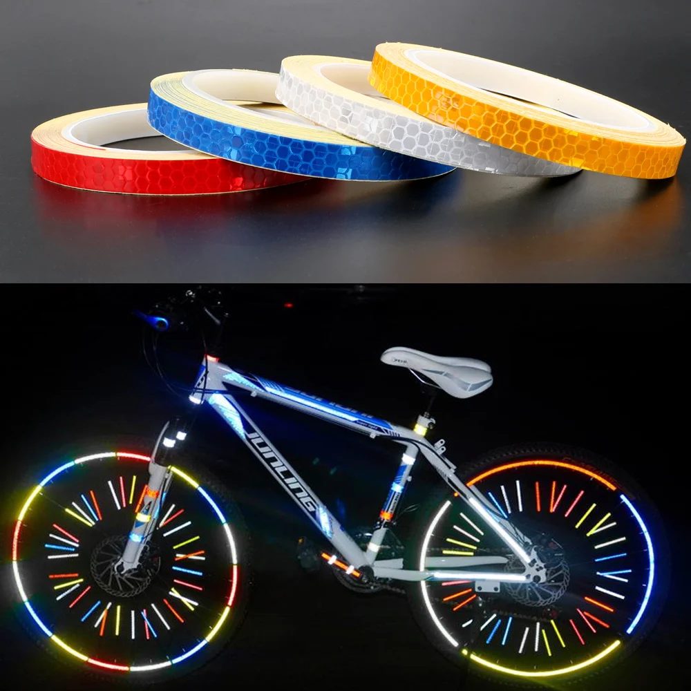 

LEEPEE 1cm*8m Car Reflective Stickers Car Door Wheel Eyebrow Sticker Bike Sticker Reflective Strip Bicycle Reflective Tape Decal