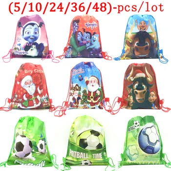 

34*27cm football theme non-woven fabrics drawstring bag backpack Santa Claus Bull Vampire Gift bag Birthday Party Shopping Bags
