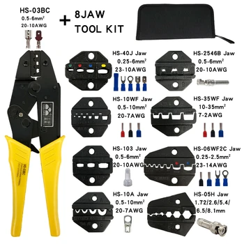 Alicates de crimpado de HS-03BC, herramienta de prensado, tapa/terminales de Cable Coaxial, Kit de reparación eléctrica multifuncional 1