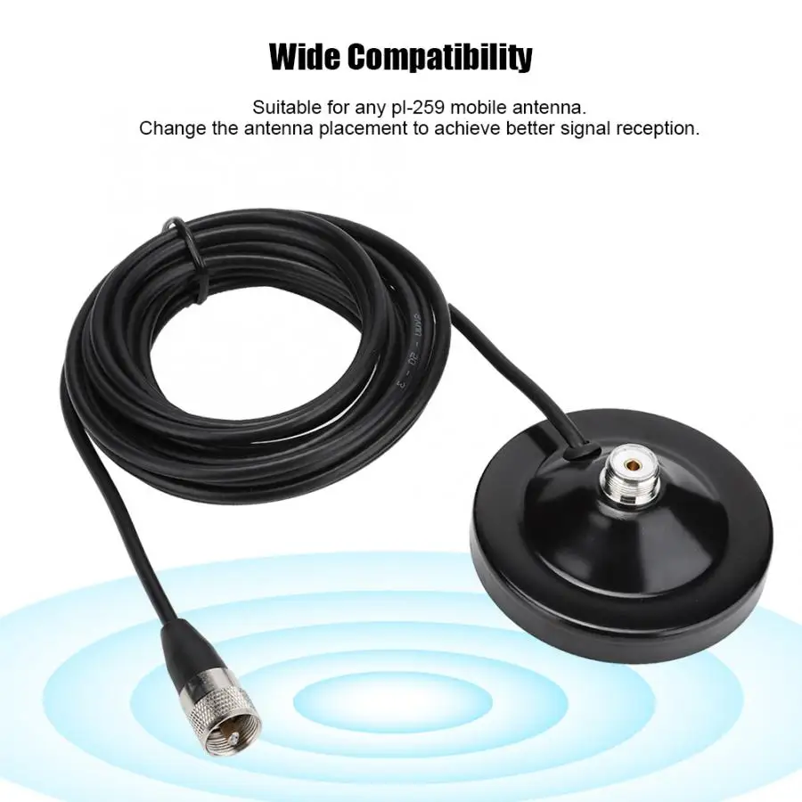 

5M UHF Male/M Male Antenna Extension Connector Cable Line with Sucker Base Stronger Magnetism for any pl-259 mobile antenna