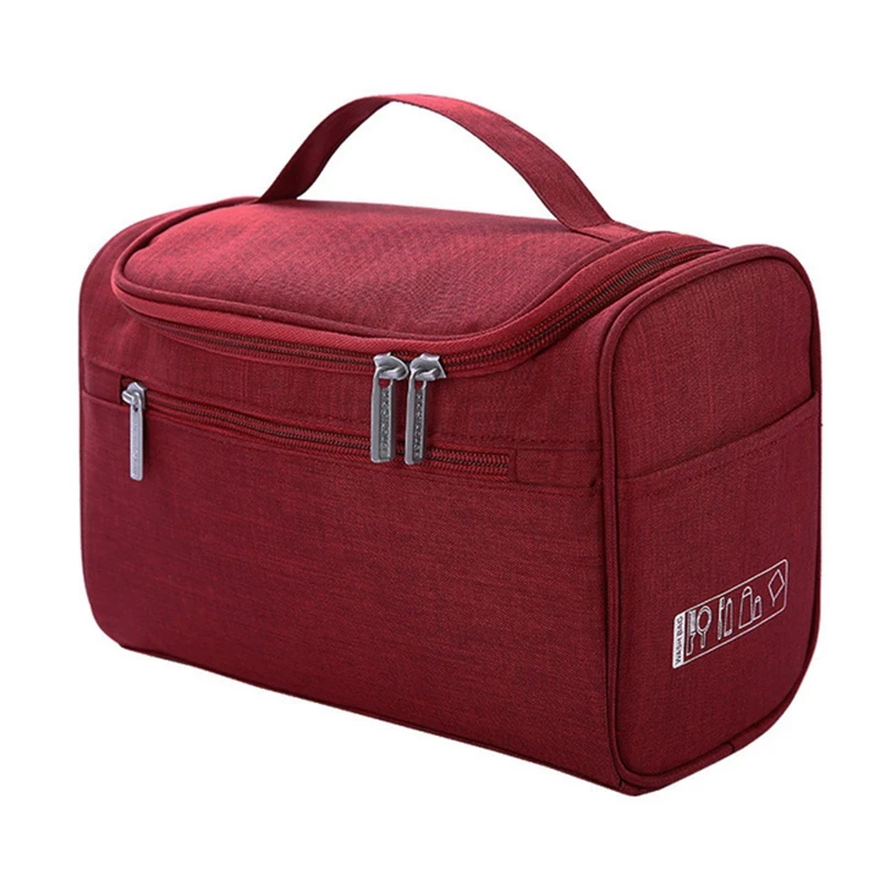 

Cosmetic Bag Double Zipper Women Cosmetic Case Travel Organizer Portable Beautician Essential Ladies Makeup Bags Package Red