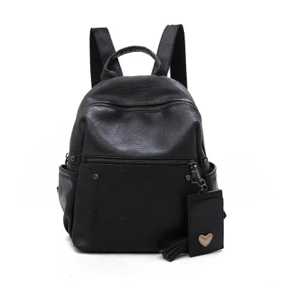 Beibaobao Простой Модный женский рюкзак для студентов сумка дорожная сумка Mochila с бахромой feminina bolso mujer рюкзак женский - Цвет: Black