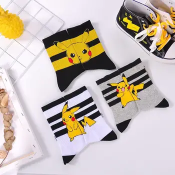 Pikachu Cute Black and Stripped Socks 1