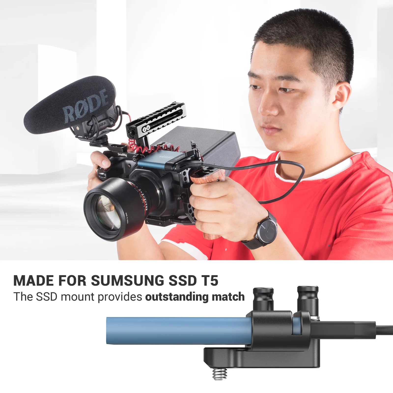 SmallRig Halterung für Samsung T5 SSD Karte Halter Halterung Kompatibel Mit SmallRig Käfig für BMPCC 4K /6K/Pro2203 & Z CAM Halterung 2245B