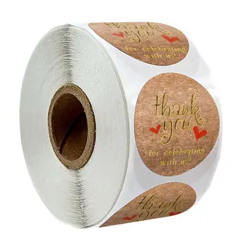 

500pcs/Roll Thank You for Celebrating with US Kraft Sticker with Gold Foil Seal Label