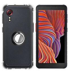 Heavy Duty Shockproof Clear Ring Holder Case for Xcover 4 SM-G390F (Clear Black Ring)