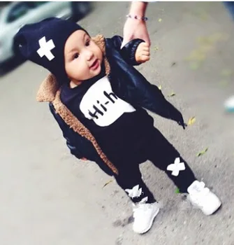 

2020 Autumn Baby Babe clothing sets infant long-sleeved letter cotton T-shirt & pants -SAY Hi boys clothes baby spring clothes