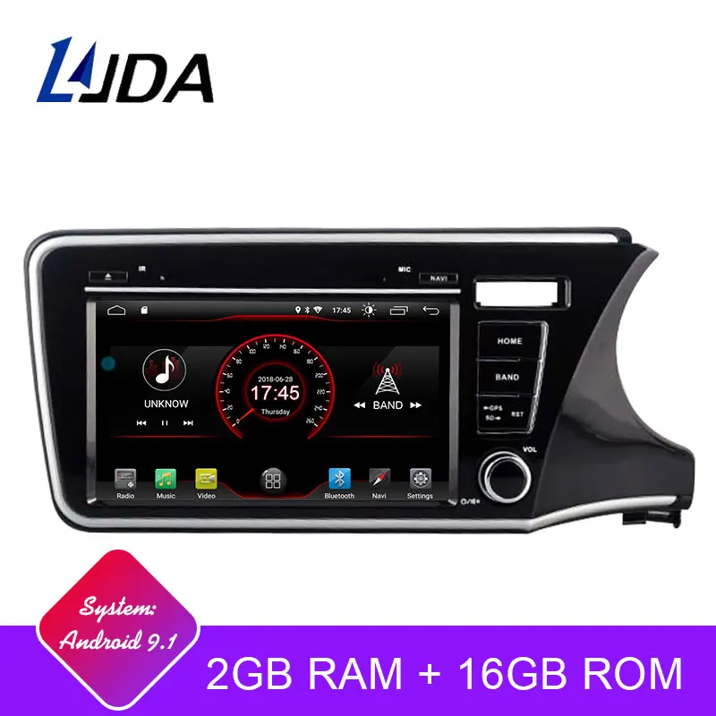 Clearance LJDA 1 Din Android 9.1 Car Radio For Honda CITY 2014 2015 2016 WIFI Car Multimedia Player Stereo GPS Navigation DVD Auto Audio 0