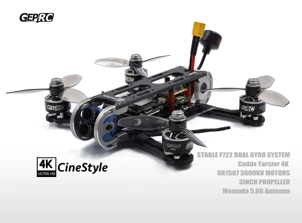 Geprc CineStyle 4K 144 мм стабильное Pro F7 3 дюймов небольшой гоночный Дрон с видом от первого лица с самонастраиваемым устройством с управлением от первого лица без контроллера w/500 МВт VTX Caddx 4K Tarsier Камера