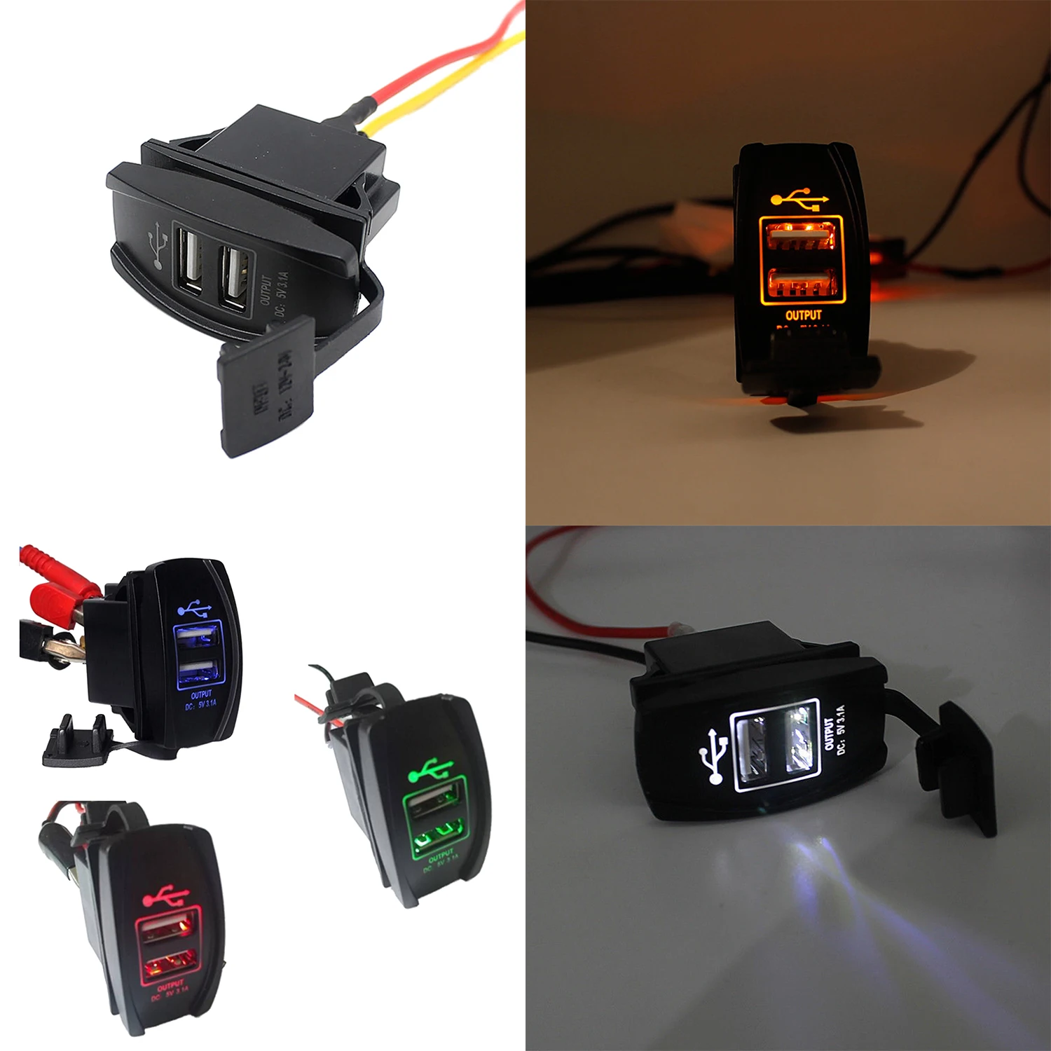 12V 24V автомобильный аксессуар для лодки СВЕТОДИОДНЫЙ двойной USB зарядное