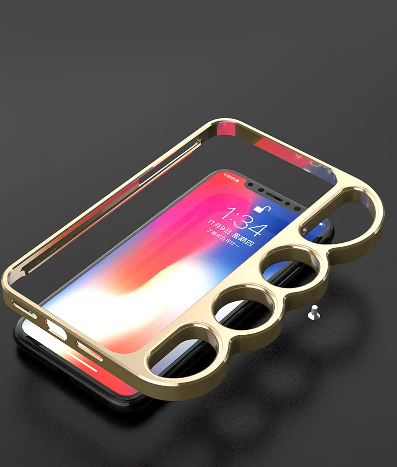 Премиум алюминиевый бампер чехол для Apple iPhone 7 8 Plus X XS 5 5S 4S SE роскошный робот Пряжка металлический противоударный палец кольцо Крышка