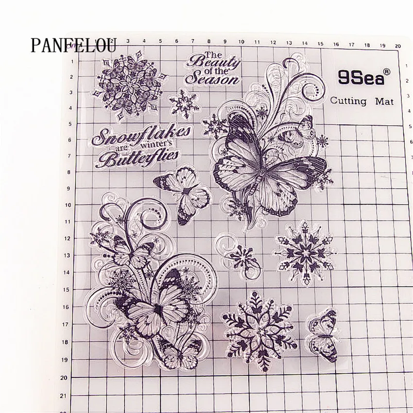 PANFELOU 15,5x20 кристма бабочка снег прозрачный силиконовый штамп/печать DIY Скрапбукинг/фотоальбом прозрачные штамп листы