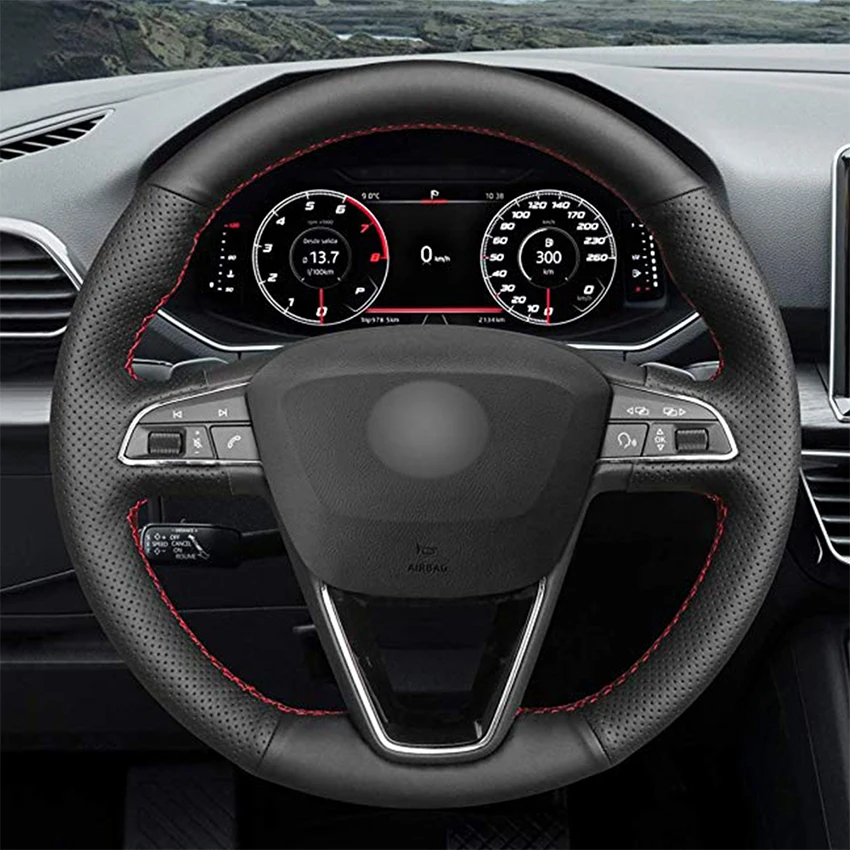Ручная работа искусственная кожа черный цвет для Seat Leon Arona Ateca Alhambra 5F Mk3 Ibiza 6J