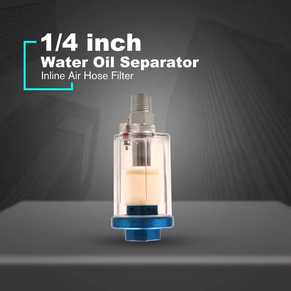 

Inline 1/4'' Air Oil Water Separator Filter For Compressor Spray Paint Gun Tool Air Hose Filter Moisture Trap