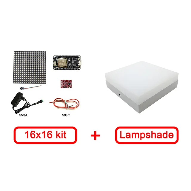 16x16 kit lampshade Матрица 16x16 DIY GyverLamp светодиодный цифровой гибкий светодиодный пиксельный светильник WS2812B экран комплект DC5V - Цвет: 16x16 kit lampshade