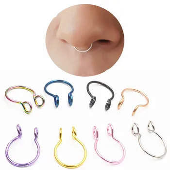 

2pcs U Shaped Fake Nose Ring Hoop Septum Rings Titanium Nose Piercing Earrings Fake Piercing Oreja Pircing Punk Jewelry
