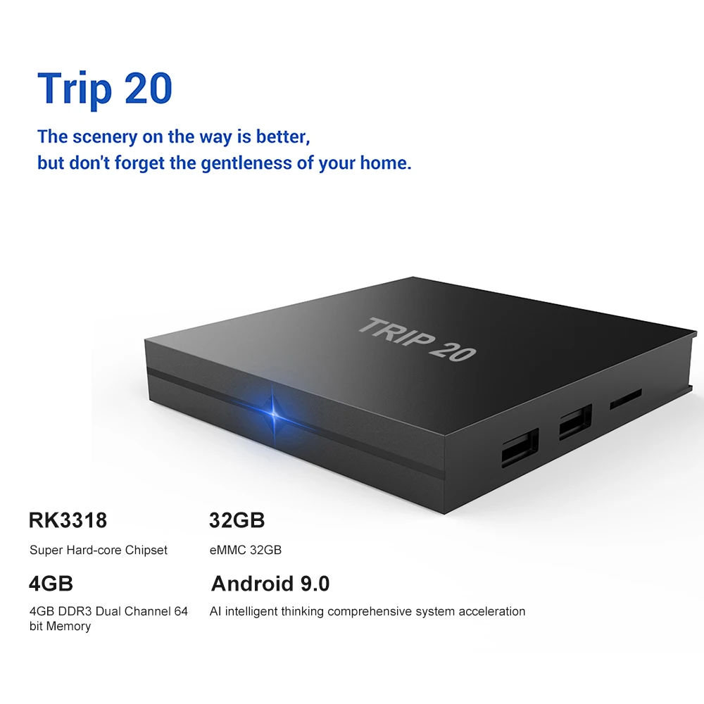 Android 9,0 ТВ приставка Trip20 RK3318 четырехъядерный 4GB32GB Смарт ТВ приставка UHD 4K мультимедийный плеер VP9 2,4G WiFi Bluetooth 4,0 приставка