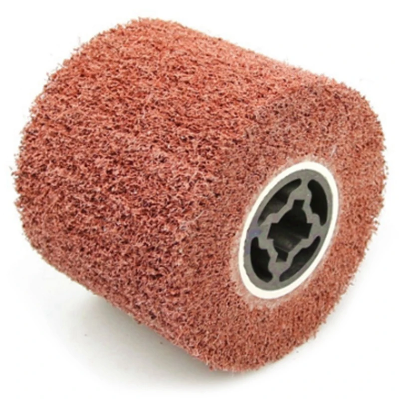 120x100x19Mm P80 Non-Woven Nylon Flap Brush Satin Drawing Polishing Deburring Drum Wheel For Stainless Steel