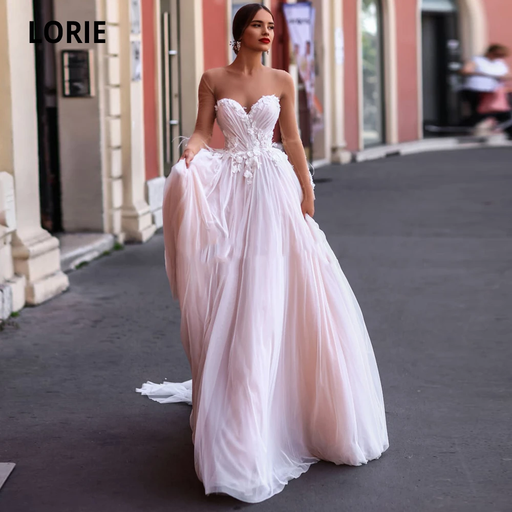 Pink feather wedding dress Clearance