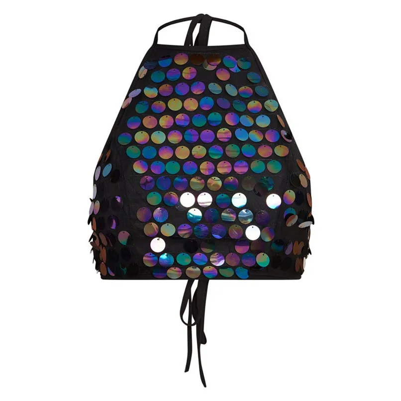 Women's Ladies Sequined Bling Shiny Tank Tops Sexy Women Girls Clupwear Tops Vest Chaleco De Mujer 30D06 (16)