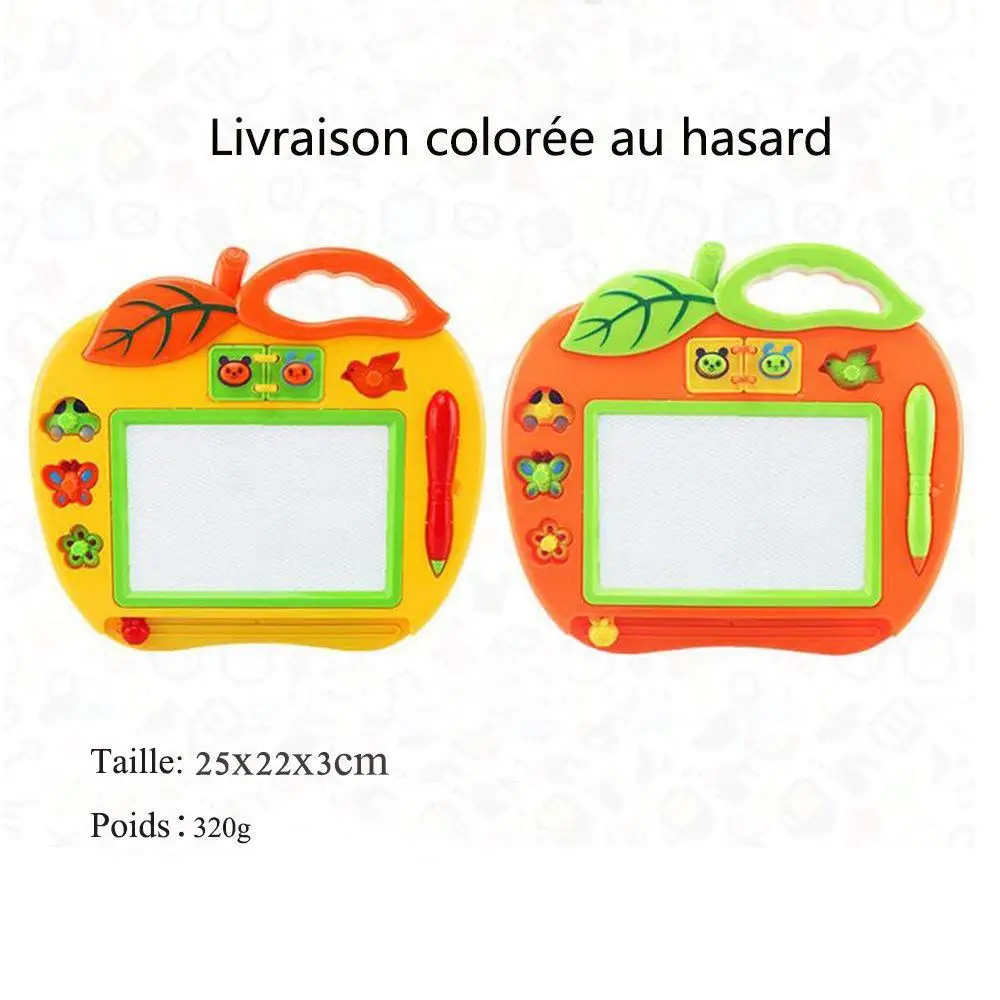 JSES Kids Magnetic Drawing Board With Stamps Magic Slate Board Educational Toys for Graffiti Painting Colorful +Pen 25*22cm