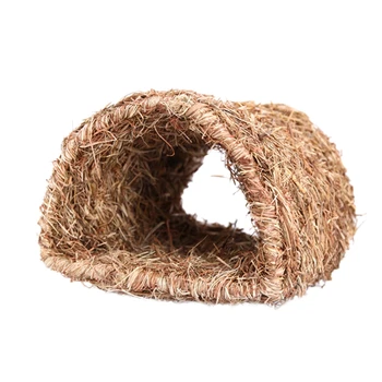 

Grass House Tunnel Hutch Woven Hut for Laying or Sleeping Edible Chew Home for Rabbits Chinchilla and Small Animals