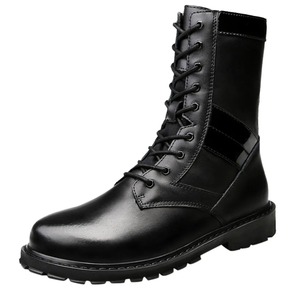 SAGACE/зимние мужские кожаные ботинки; водонепроницаемые Нескользящие военные ботинки на шнуровке; большие размеры; Высокие Ботинки martin